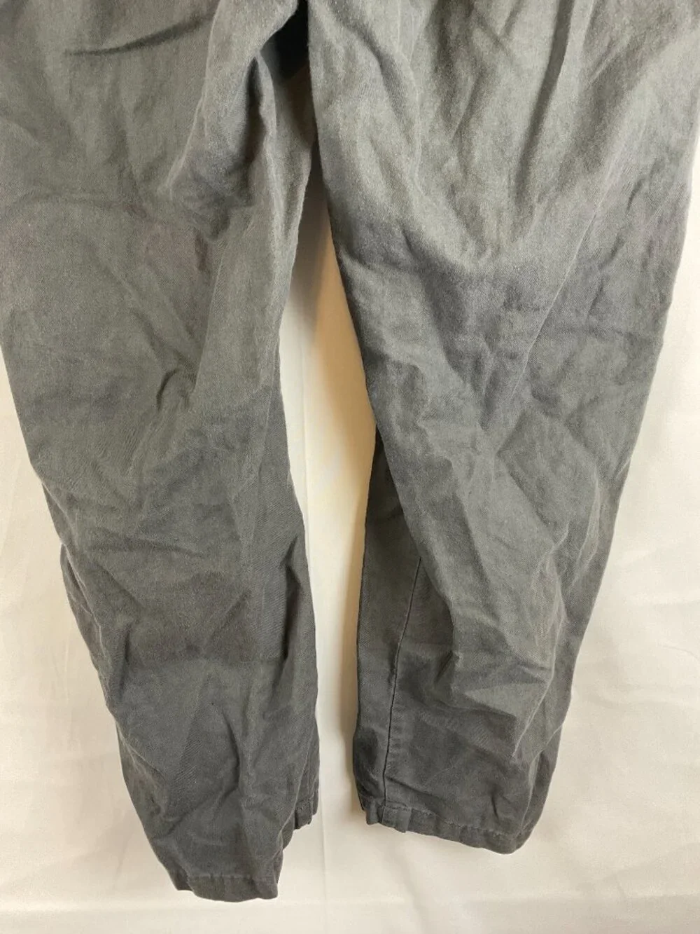 Quince Linen Blend Pants XL Dark Gray Elastic Tie Waist Pockets Straight Leg